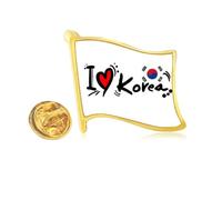 Pin de solapa con la bandera de Corea con texto en inglés "I Love Korea"