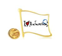 Pin de solapa con la bandera de la Antártida con texto en inglés "I Love Antarctica"