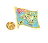 Pin de solapa con la bandera de metal dorado con texto en inglés "I Love Hong Kong"
