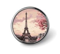 Pin de solapa con torre romántica de París, broche de moda, bonitos botones, pines redondos, pines esmaltados, pines de metal para sombreros, camisas, ropa, bolsos, decoración.
