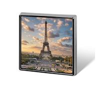 Pin de solapa de aleación de aluminio, bonito y divertido broche cuadrado personalizado con la Torre Eiffel de París, insignia de solapa, pin de sublimación para ropa, mochilas, sombreros, chaquetas,