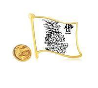 Pin de solapa de bandera de metal dorado con diseño de líneas de frutas de PineFruit Trend