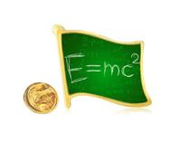 Pin de solapa de bandera de metal dorado con fórmula de cálculo de ciencia física de la relatividad