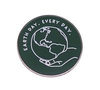 Pin de solapa de esmalte para el día de la Tierra cada día con motivo de conciencia ambiental de la tierra, bonito broche verde para decoración de ropa, chaquetas/mochilas, Metal, Sin gemas.