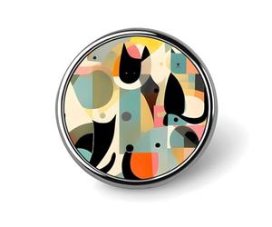 Pin de solapa de gato de arte moderno de mediados de siglo, broche ligero de moda, accesorio personalizado para la solapa de la ropa.