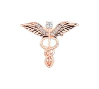 Pin de solapa de médico Caduceo chapado en oro (brocas) (1), metal, cuarzo rosa, metal, cuarzo rosa, metal, cuarzo rosa, metal, cuarzo rosa, metal, cuarzo rosa, Metal, Cuarzo rosa