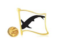Pin de solapa de metal dorado con bandera de tiburón azul océano feroz