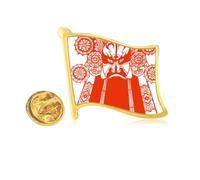 Pin de solapa de metal dorado con cabeza de porcelana roja cortada en papel
