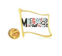 Pin de solapa de metal dorado con cita del alfabeto elegante