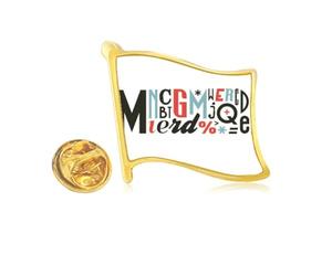 Pin de solapa de metal dorado con cita del alfabeto elegante