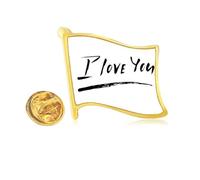 Pin de solapa de metal dorado con cita "I Love You"