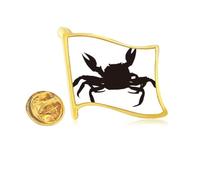 Pin de solapa de metal dorado con diseño de cangrejo negro illastrado
