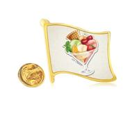 Pin de solapa de metal dorado con diseño de cereza, naranja, fresa, fruta, hielo dulce