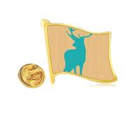 Pin de solapa de metal dorado con diseño de ciervo con diseño de animal azul