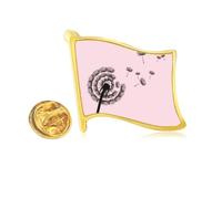 Pin de solapa de metal dorado con diseño de diente de león de flores