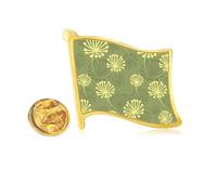 Pin de solapa de metal dorado con diseño de diente de león verde y amarillo