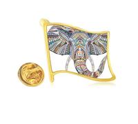Pin de solapa de metal dorado con diseño de elefante colorido estilo mosaico