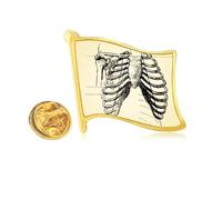 Pin de solapa de metal dorado con diseño de esqueleto humano