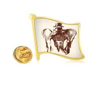 Pin de solapa de metal dorado con diseño de esqueleto humano