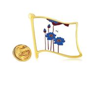 Pin de solapa de metal dorado con diseño de flor de loto y libélula azul