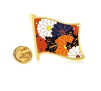 Pin de solapa de metal dorado con diseño de flor y crisantemo