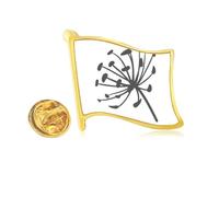 Pin de solapa de metal dorado con diseño de flores de diente de león