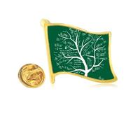 Pin de solapa de metal dorado con diseño de fórmulas matemáticas de Seeking Lits