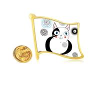 Pin de solapa de metal dorado con diseño de gato gordo