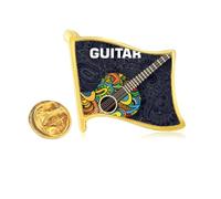 Pin de solapa de metal dorado con diseño de instrumento musical de guitarra