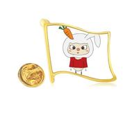 Pin de solapa de metal dorado con diseño de liebre de animales, naturaleza, zanahoria blanca