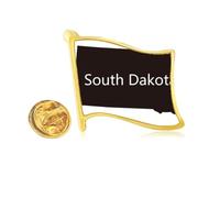 Pin de solapa de metal dorado con diseño de mapa de Dakota del Sur, Estados Unidos