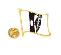 Pin de solapa de metal dorado con diseño de pájaro carpintero en blanco y negro