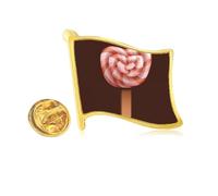 Pin de solapa de metal dorado con diseño de paletas de hielo de caramelo rojo