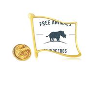 Pin de solapa de metal dorado con diseño de rinoceronte de dibujos animados, diseño de animales, color azul