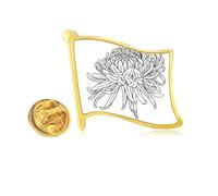 Pin de solapa de metal dorado con ilustración de crisantemo de flores
