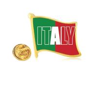 Pin de solapa de metal dorado con nombre de la bandera de Italia Art Deco