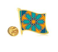 Pin de solapa de metal dorado con patrón de flores de estilo marroquí