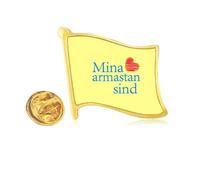 Pin de solapa de metal dorado con texto en inglés "I Love You" de Estonia