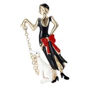 Pin de solapa de niña caminando sofisticado con diseños de aceite goteando, accesorio de contraste para suministros de fiesta, disfraces, pin de personaje unisex, talla única, como se describe