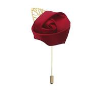 Pin de solapa de satén hecho a mano para hombres y mujeres, broche floral chapado en oro para bodas y eventos formales, ramillete de boutonniere para novio, accesorio de traje de caballero (4,2 cm