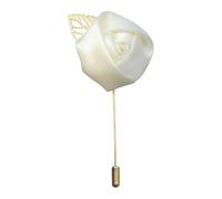 Pin de solapa de satén hecho a mano para hombres y mujeres, broche floral chapado en oro para bodas y eventos formales, ramillete de boutonniere para novio, accesorio de traje de caballero (4,2 cm