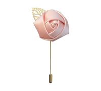 Pin de solapa de satén hecho a mano para hombres y mujeres, broche floral chapado en oro para bodas y eventos formales, ramillete de boutonniere para novio, accesorio de traje de caballero (4,2 cm