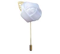 Pin de solapa de satén hecho a mano para hombres y mujeres, broche floral chapado en oro para bodas y eventos formales, ramillete de boutonniere para novio, accesorio de traje de caballero (4,2 cm