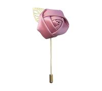 Pin de solapa de satén hecho a mano para hombres y mujeres, broche floral chapado en oro para bodas y eventos formales, ramillete de boutonniere para novio, accesorio de traje de caballero (4,2 cm