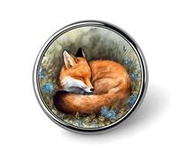 Pin de solapa de zorro durmiente, broche de metal, insignia redonda, botón esmaltado, pin para sombreros, bolsos, ropa, regalo