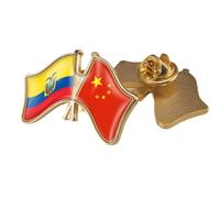 Pin De Solapa Divertido Con La Bandera De China Y Ecuador Entrecruzada - Insignia De La Amistad De Cristal De Estilo Étnico Patriótico Elegante Broche Para Corbata Para Mujer