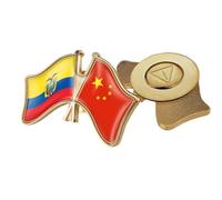 Pin De Solapa Divertido Con La Bandera De China Y Ecuador Entrecruzada - Insignia De La Amistad De Cristal De Estilo Étnico Patriótico Elegante Broche Para Corbata Para Mujer