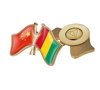 Pin De Solapa Divertido Con La Bandera De China Y Guinea - Insignia De La Amistad De Cristal De Estilo Étnico Patriótico Elegante Broche Para Corbata Para Mujer