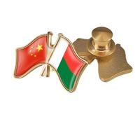Pin De Solapa Divertido Con La Bandera De China Y Madagascar Entrecruzada - Insignia De La Amistad De Cristal De Estilo Étnico Patriótico Elegante Broche De Corbata Para Mujer