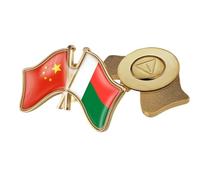Pin De Solapa Divertido Con La Bandera De China Y Madagascar Entrecruzada - Insignia De La Amistad De Cristal De Estilo Étnico Patriótico Elegante Broche De Corbata Para Mujer